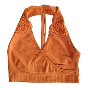 BRABAR Hug Lace Halter Bralette Size 28-32 C-DDD Autumn Maple T-Strap